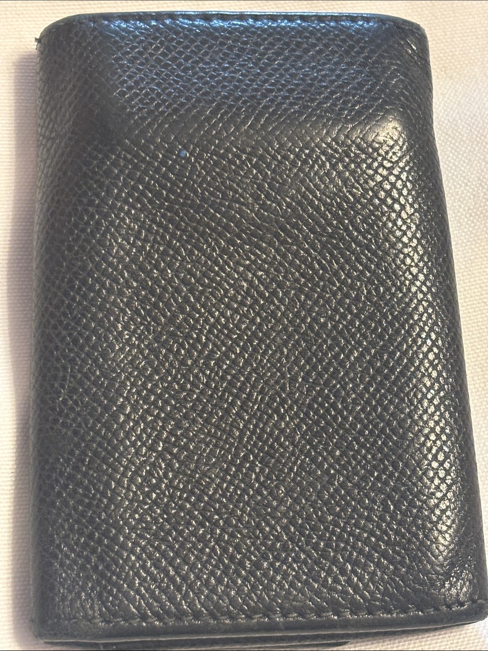 Bulgari Black Leather Key & Card Holder with Silver Tone Logo Button - Picture 6 of 16
